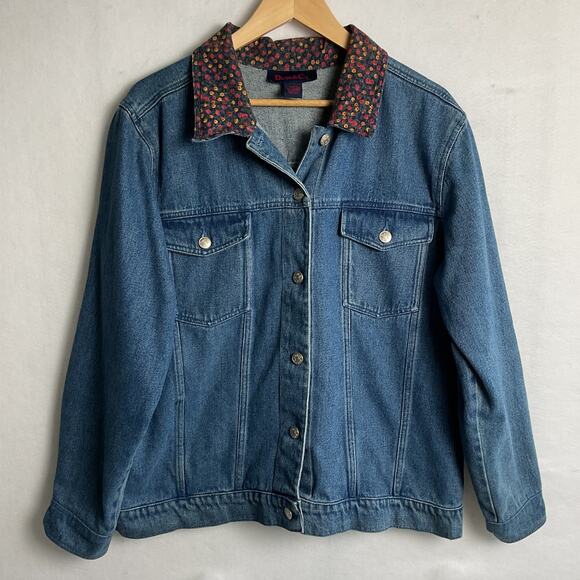 Denim and Co Womens Patchwork Denim Corduroy Jacket Large - Picture 5 of 11